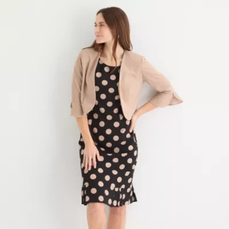 Maya Brooke Womens Dots Jacket Dress