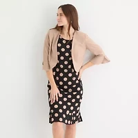 Maya Brooke Womens Dots Jacket Dress