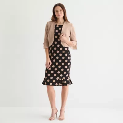 Maya Brooke Womens Dots Jacket Dress