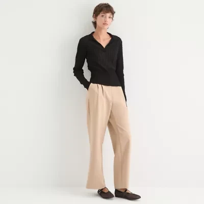 by&by Juniors Womens Long Sleeve Polo Shirt