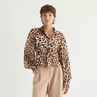 by&by Womens Long Sleeve Juniors Blouse