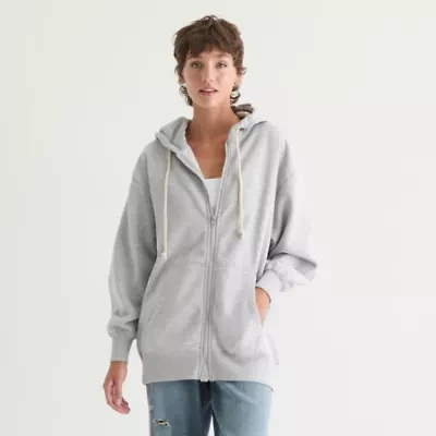 Arizona Womens Juniors Hidden Access Opening Hooded Long Sleeve Adaptive Sweatshirt