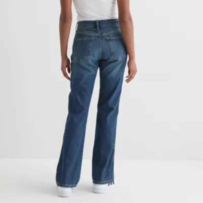 Arizona Juniors Womens High Rise Straight Leg Jean
