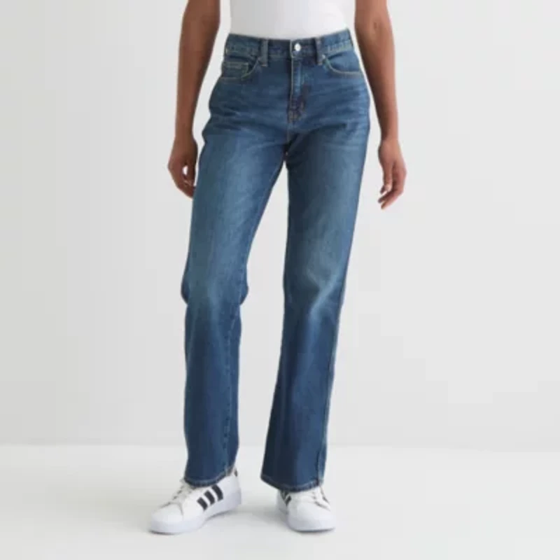 Arizona Juniors Womens High Rise Straight Leg Jean