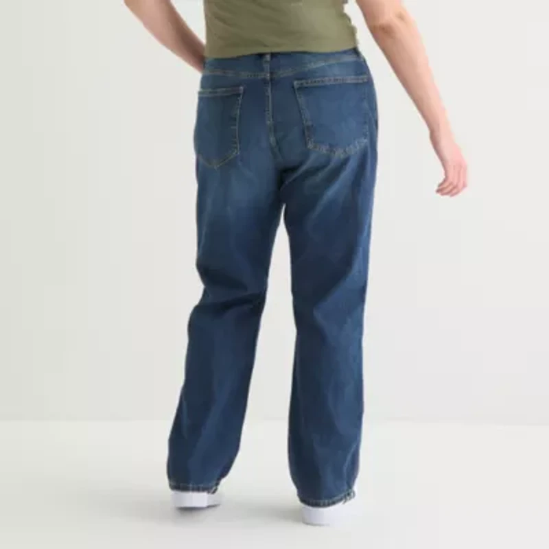 Arizona Juniors Plus Womens High Rise Straight Leg Jean