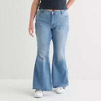 Arizona Womens Juniors Plus Low Rise Flare Leg Jean
