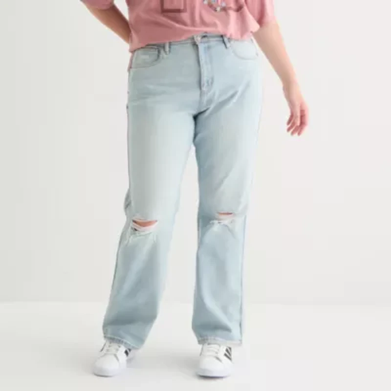 Arizona Juniors Plus Womens High Rise Straight Leg Jean