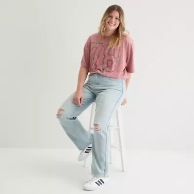 Arizona Juniors Plus Womens High Rise Straight Leg Jean