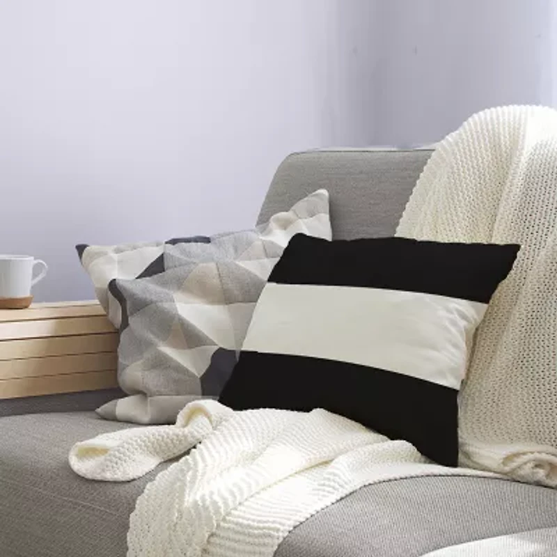 Wide Stripe Square Throw Pillow