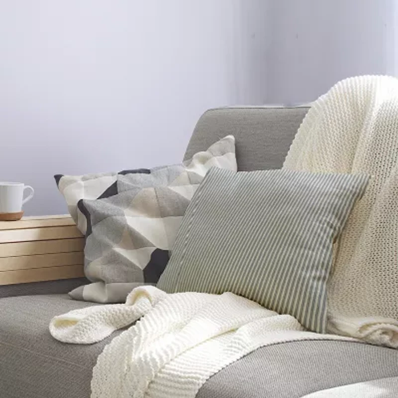 Ticking Stripe Square Throw Pillow
