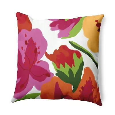 Tropical Floral Square Throw Pillow