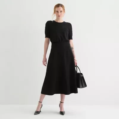 Liz Claiborne Womens Midi Flared Skirt