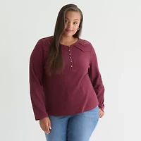 Frye and Co. Womens Plus Henley Shirt