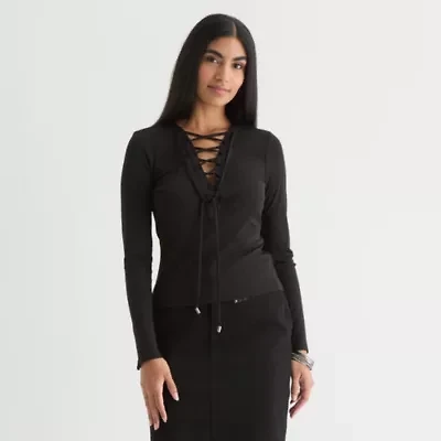 Bold Elements Womens V Neck Long Sleeve Blouse