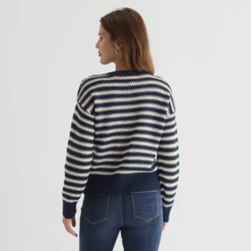 St. John's Bay Womens Crew Neck Long Sleeve Pullover Sweater