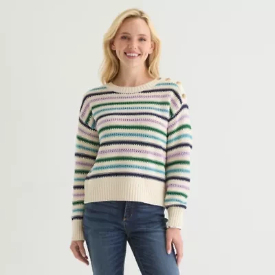 St. John's Bay Womens Crew Neck Long Sleeve Pullover Sweater