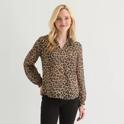 St. John's Bay Womens Long Sleeve Blouse