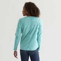 St. John's Bay Womens V Neck Long Sleeve Sweatshirt