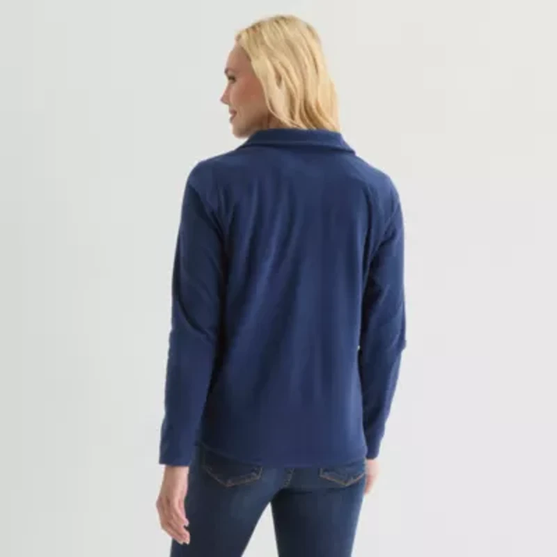 St. John's Bay Womens Mock Neck Long Sleeve Quarter Zip Sweatshirt