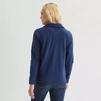 St. John's Bay Womens Mock Neck Long Sleeve Quarter Zip Sweatshirt