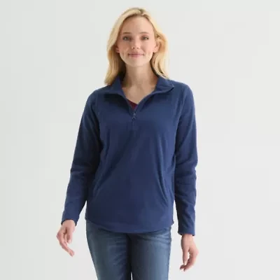 St. John's Bay Womens Mock Neck Long Sleeve Quarter Zip Sweatshirt