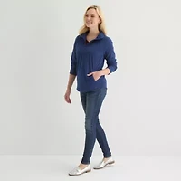 St. John's Bay Womens Mock Neck Long Sleeve Quarter Zip Sweatshirt