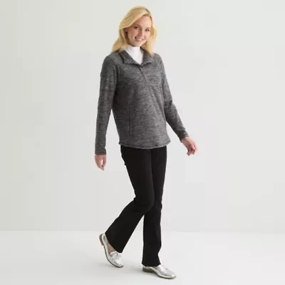 St. John's Bay Womens Easy-on + Easy-off Sensory Friendly Mock Neck Long Sleeve Adaptive Sweatshirt