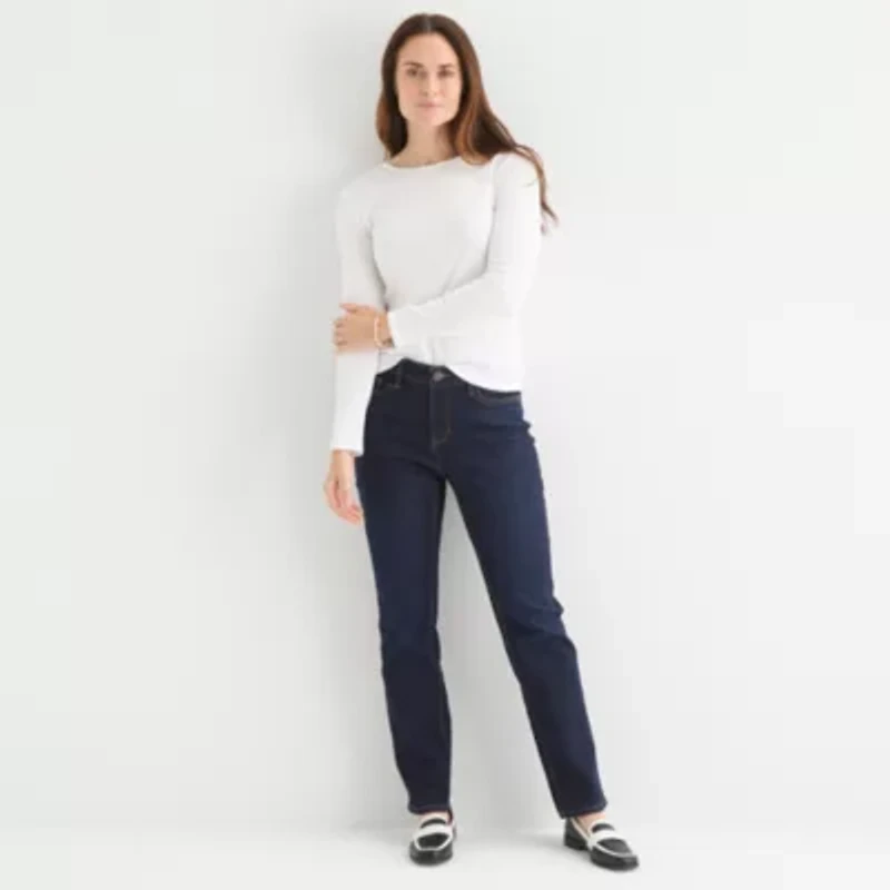 Liz Claiborne Womens Crew Neck Long Sleeve T-Shirt