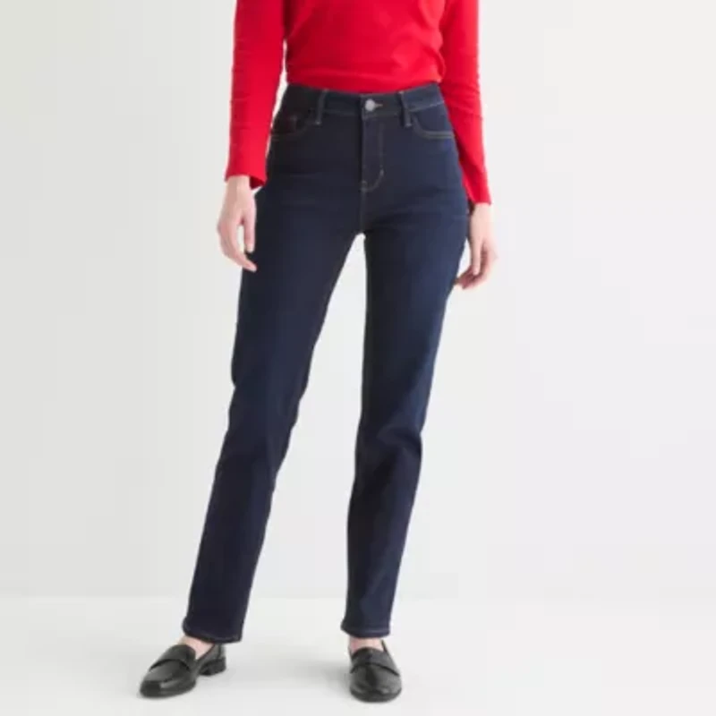 Liz Claiborne Womens High Rise Straight Leg Jean