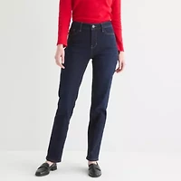 Liz Claiborne Womens High Rise Straight Leg Jean