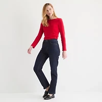 Liz Claiborne Womens High Rise Straight Leg Jean