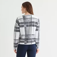 Liz Claiborne Womens Crew Neck Long Sleeve Pullover Sweater