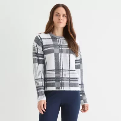 Liz Claiborne Womens Crew Neck Long Sleeve Pullover Sweater