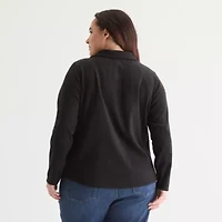 St. John's Bay Womens 1/4 Zip Polar Fleece Long Sleeve Plus Sweatshirt