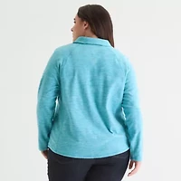 St. John's Bay Womens 1/4 Zip Polar Fleece Long Sleeve Plus Sweatshirt