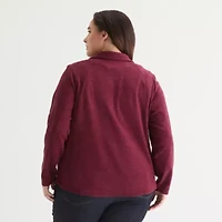 St. John's Bay Womens 1/4 Zip Polar Fleece Long Sleeve Plus Sweatshirt