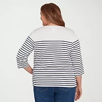 Alfred Dunner Classics Womens Plus Crew Neck 3/4 Sleeve T-Shirt