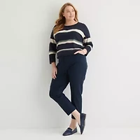 Liz Claiborne Emma Ponte Womens Plus Ankle Mid Rise Pant