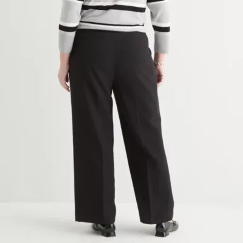 Liz Claiborne Womens Wide Leg Mid Rise Plus Trouser