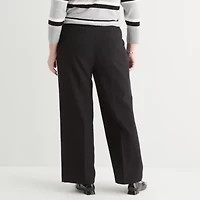 Liz Claiborne Womens Wide Leg Mid Rise Plus Trouser