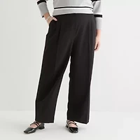 Liz Claiborne Womens Wide Leg Mid Rise Plus Trouser