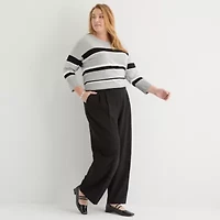 Liz Claiborne Womens Wide Leg Mid Rise Plus Trouser