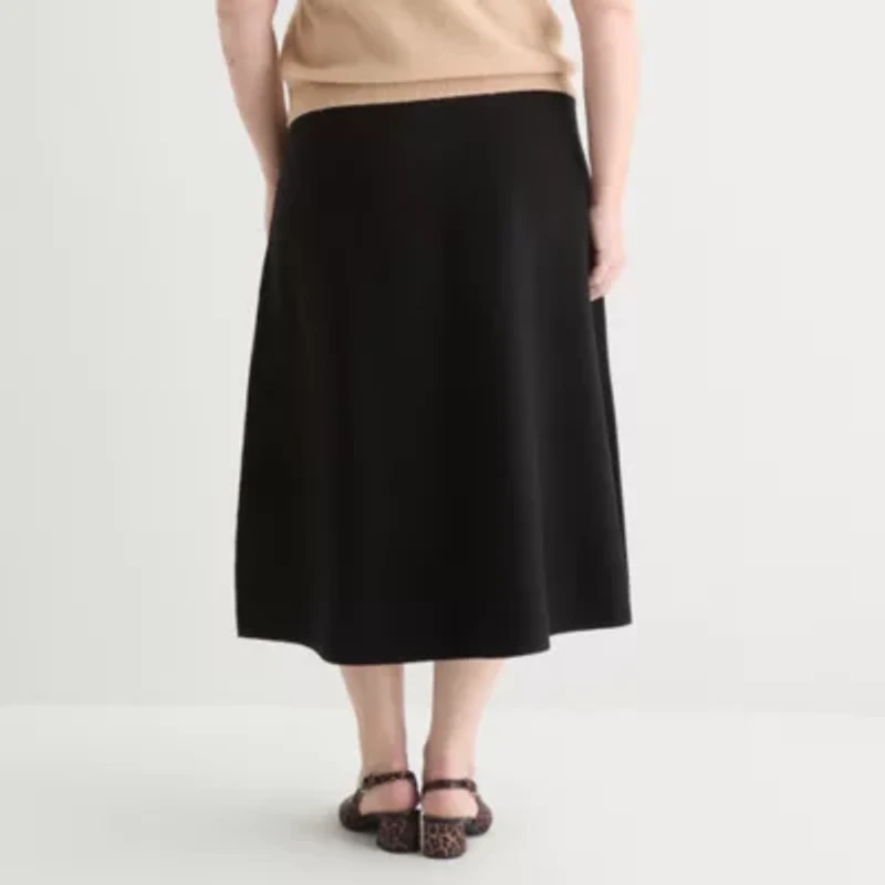 Liz Claiborne Womens Midi Plus Flared Skirt