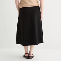 Liz Claiborne Womens Midi Plus Flared Skirt