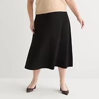 Liz Claiborne Womens Midi Plus Flared Skirt