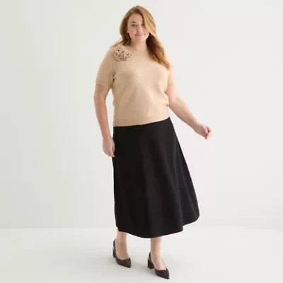 Liz Claiborne Womens Midi Plus Flared Skirt