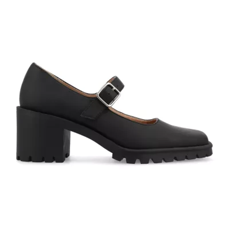 Journee Collection Gladys Womens Square Closed Toe Block Heel Pumps