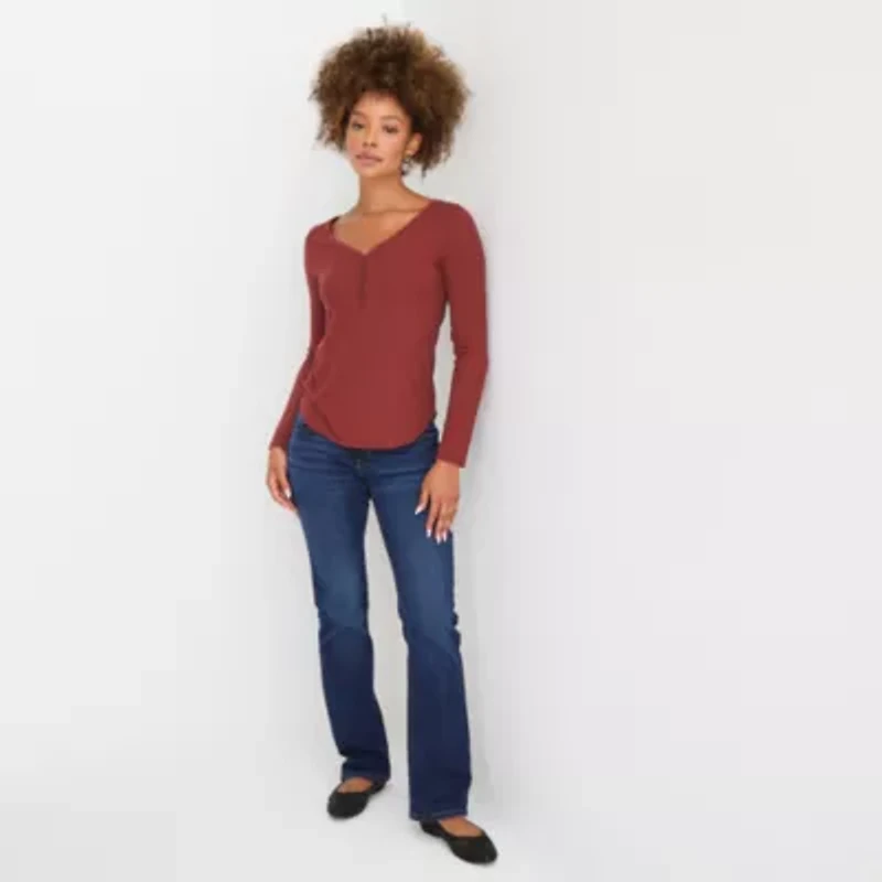 a.n.a Womens Tall Long Sleeve Regular Fit Henley Shirt