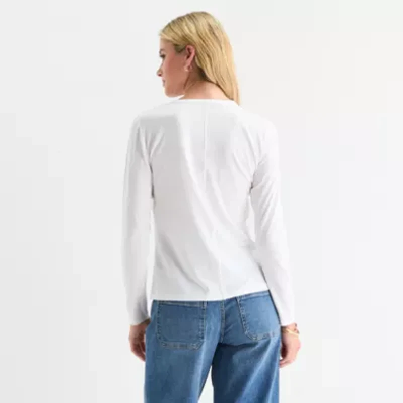 a.n.a Womens Tall Round Neck Long Sleeve T-Shirt