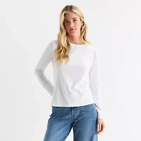 a.n.a Womens Tall Round Neck Long Sleeve T-Shirt